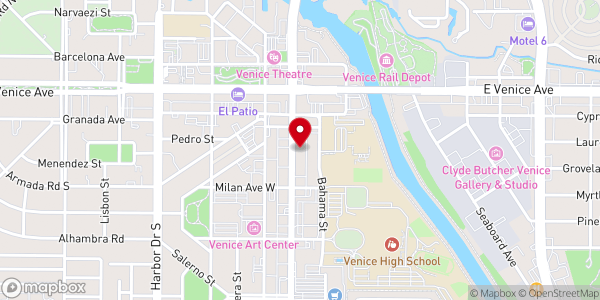 Map showing location of Iglesia Presencia de Dios Venice