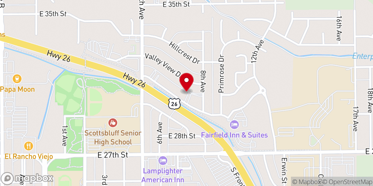 Map showing location of Harvest Valley Church