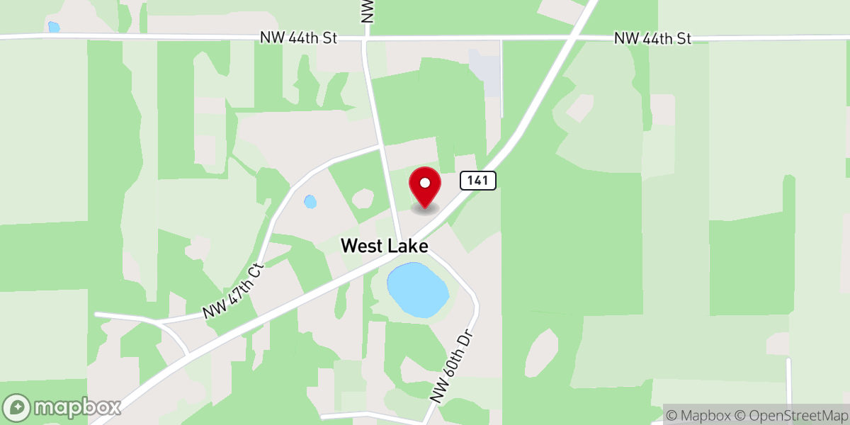 Map showing location of Church of God West Lake
