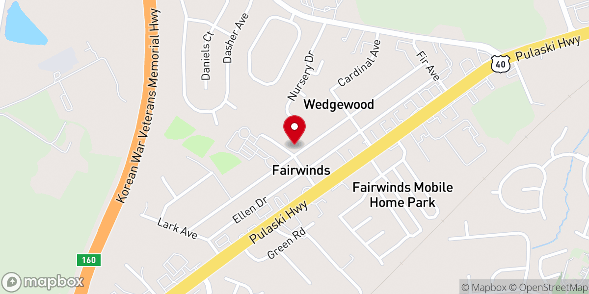 Map showing location of Grace Chapel Baptist Church