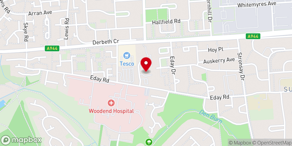 Map showing location of Sheddocksley Baptist Church Aberdeen
