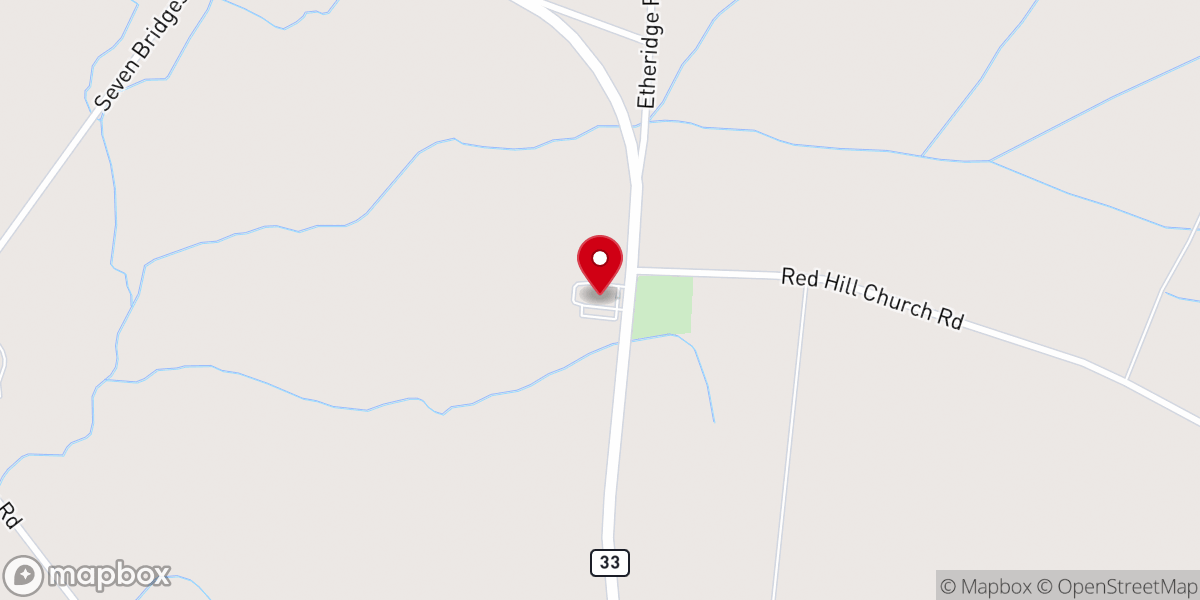 Map showing location of Red Hill Missionary Baptist Church