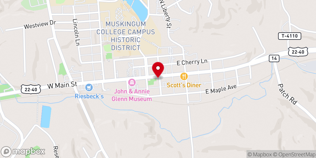 Map showing location of New Concord Village Hall