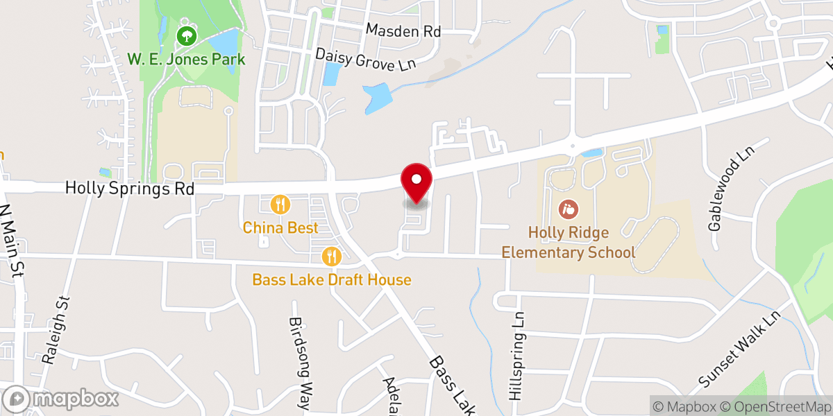 Map showing location of Holly Springs Police Department