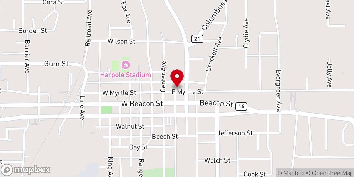 Map showing location of First Baptist Church