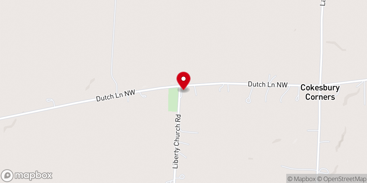 Map showing location of Liberty Church