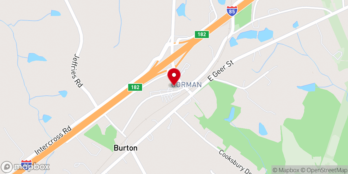 Map showing location of Gorman Baptist Church