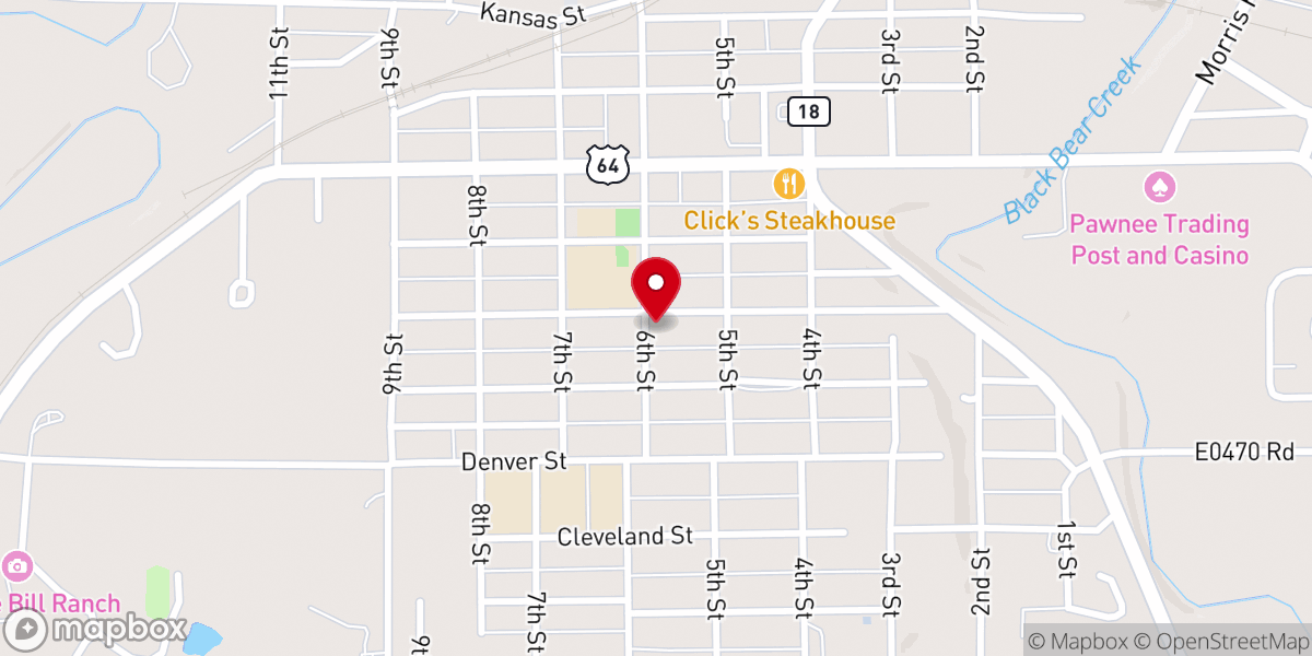Map showing location of Pawnee First United Methodist