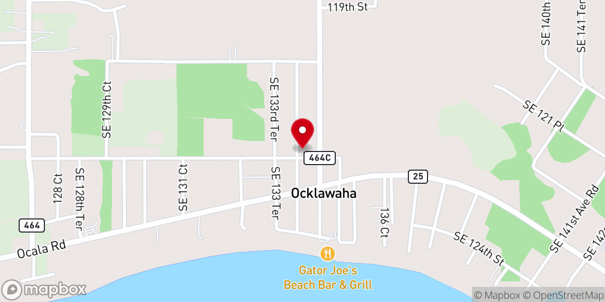 Map showing location of Oklawaha Church of Christ