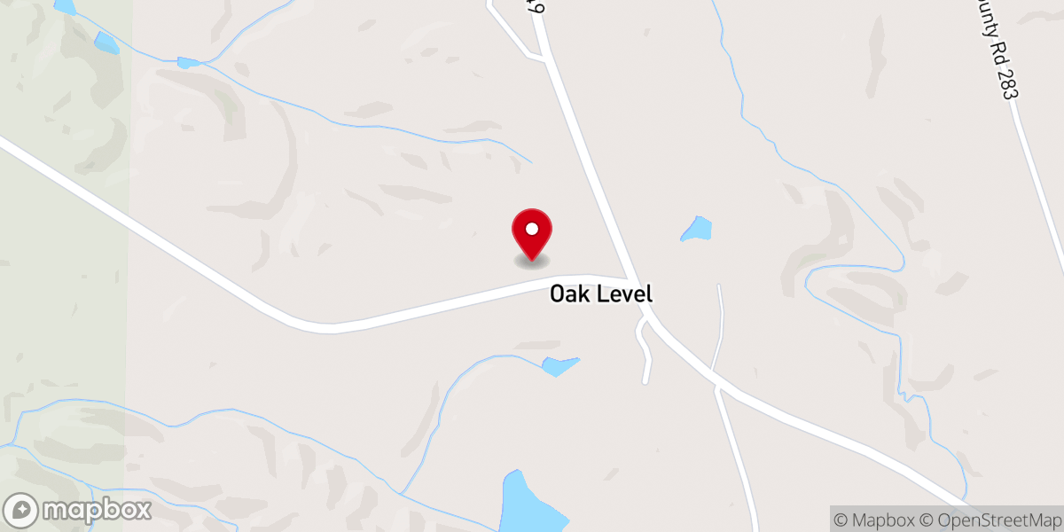 Map showing location of Oak Level Church