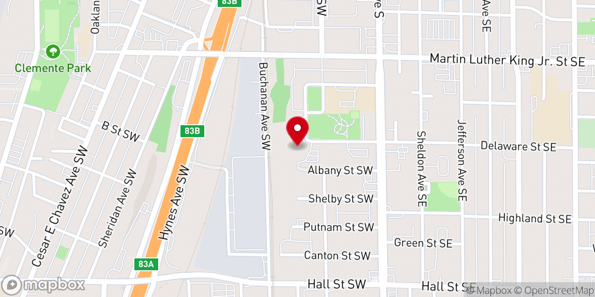 Map showing location of New Hope Baptist Church