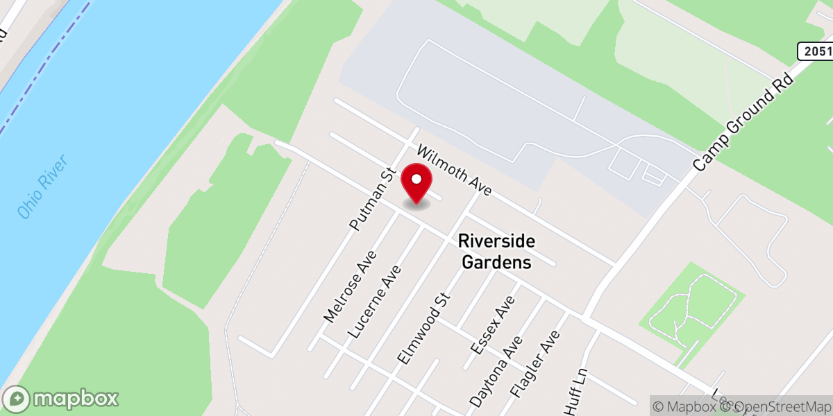 Map showing location of Riverside Baptist Church