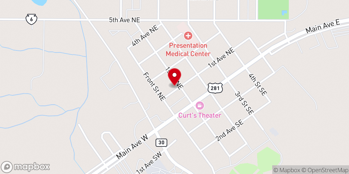 Map showing location of Rolla United Methodist Church