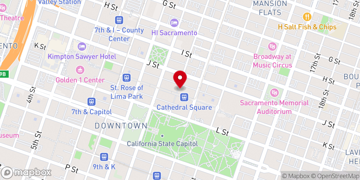 Map showing location of Cathedral of the Blessed Sacrament