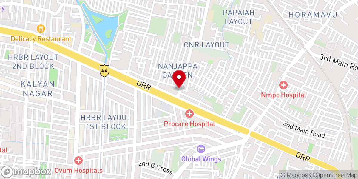 Map showing location of Bangalore Masihi Mandali