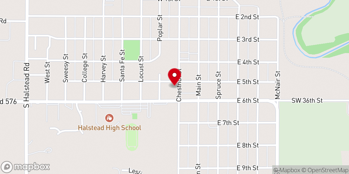 Map showing location of Halstead United Methodist Church