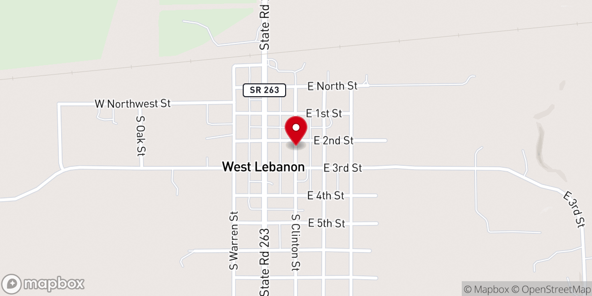Map showing location of WEST LEBANON CHRISTIAN CHURCH