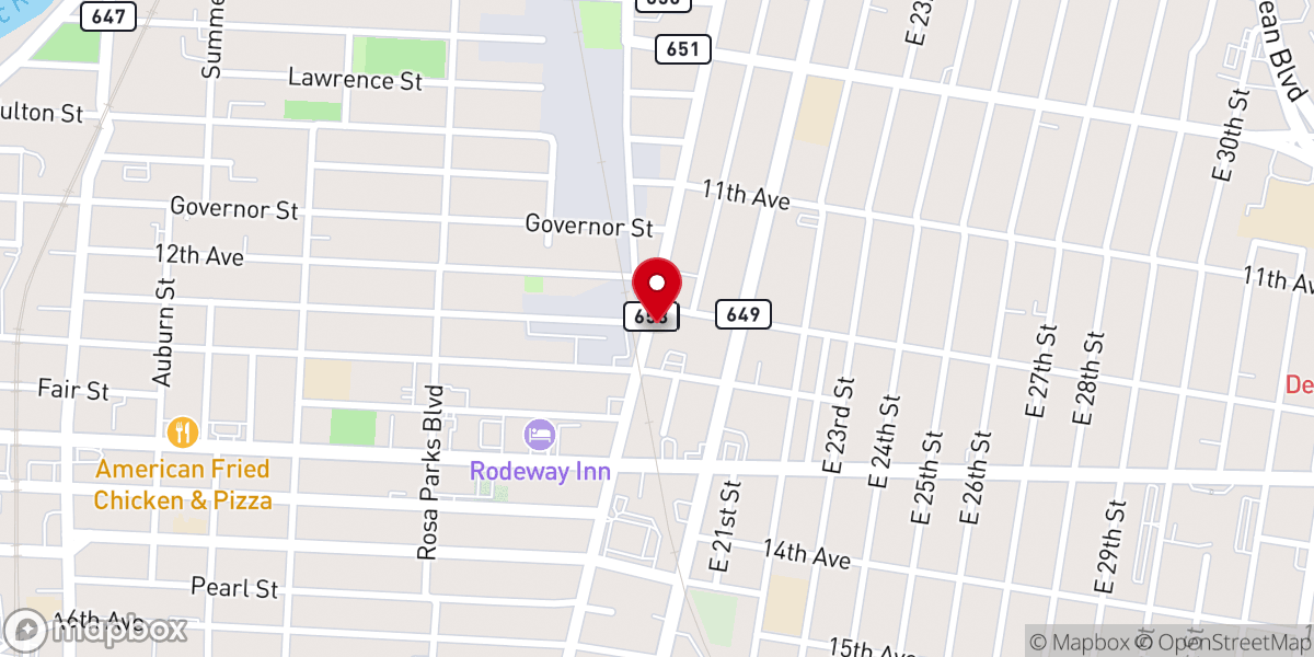 Map showing location of Calvary Baptist Community Center