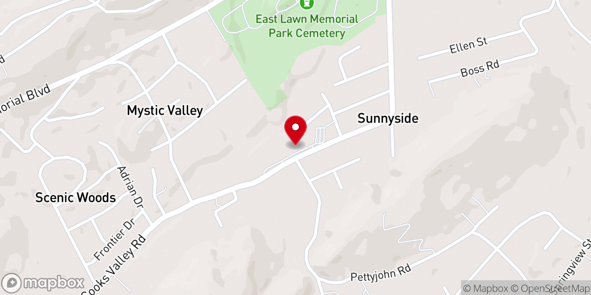 Map showing location of Sunnyside Baptist Church