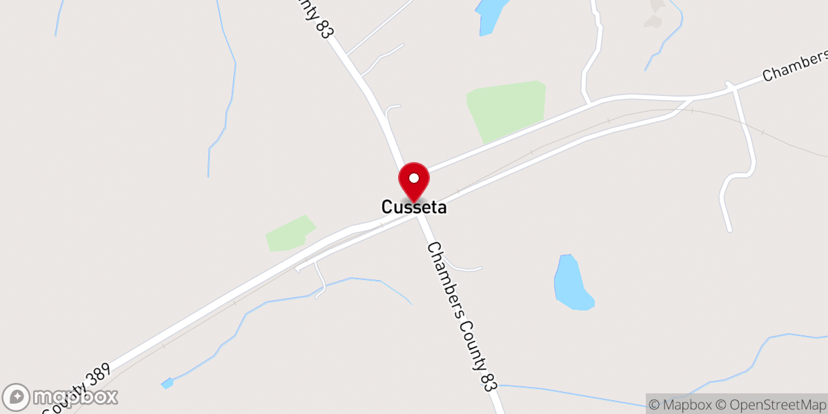 Map showing location of Cusseta