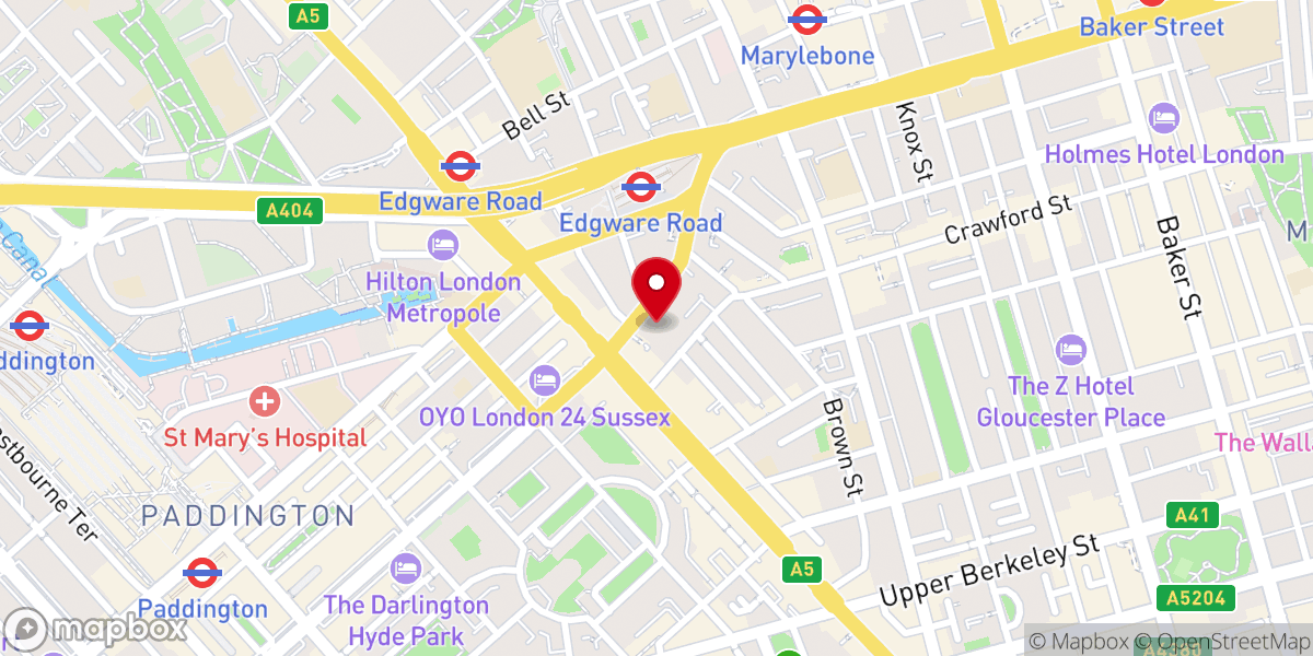 Map showing location of Edgware Road Mosque