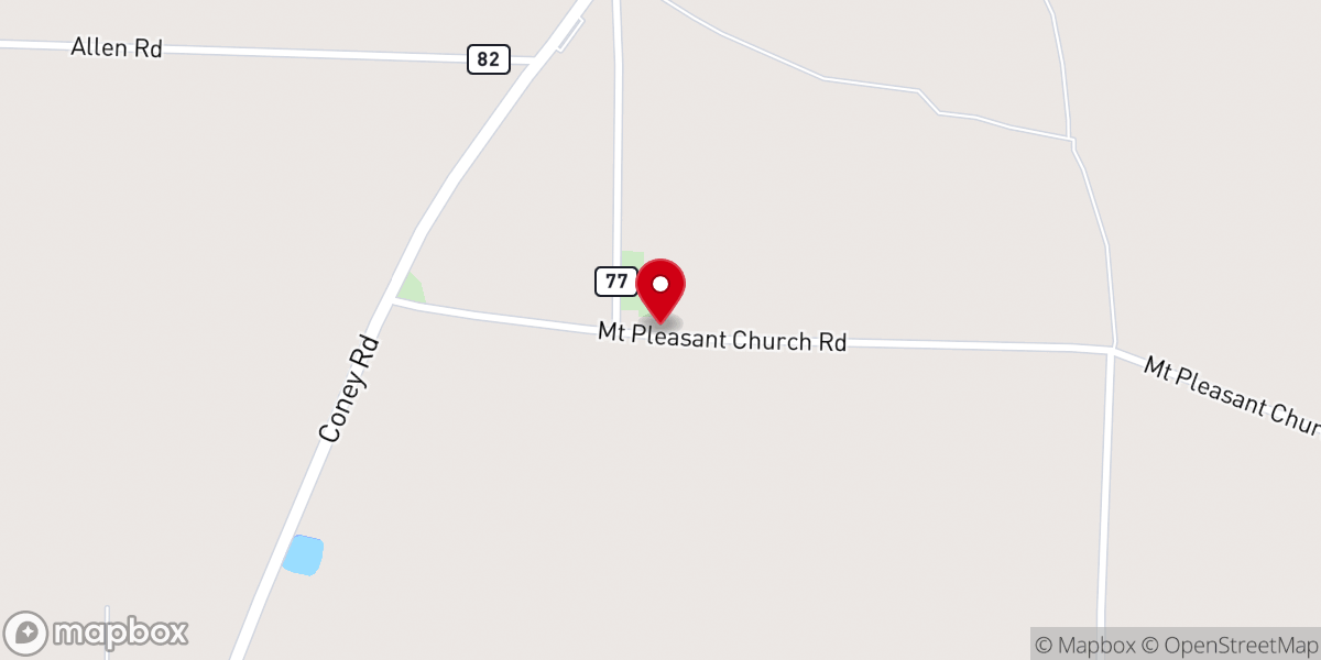Map showing location of Mount Pleasant Baptist Church