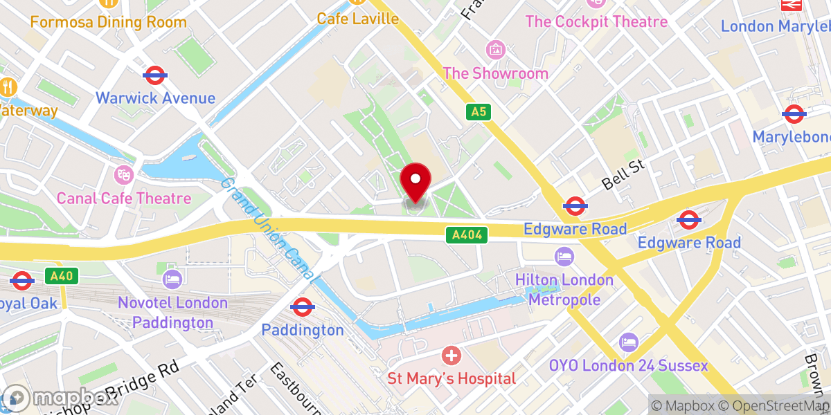 Map showing location of St Mary's Church, Paddington Green
