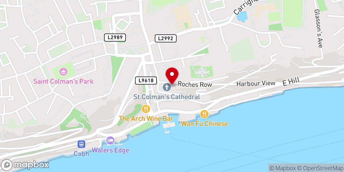 Map showing location of St Colman's Cathedral