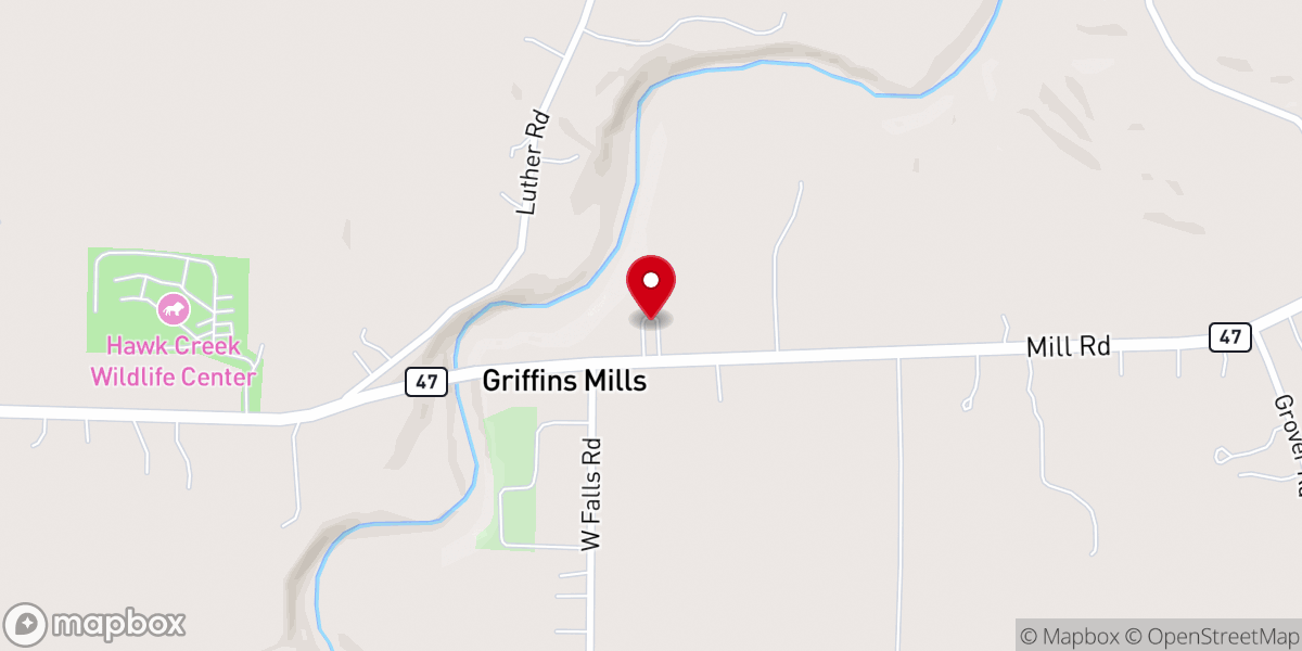 Map showing location of Griffins Mills Presbyterian Church