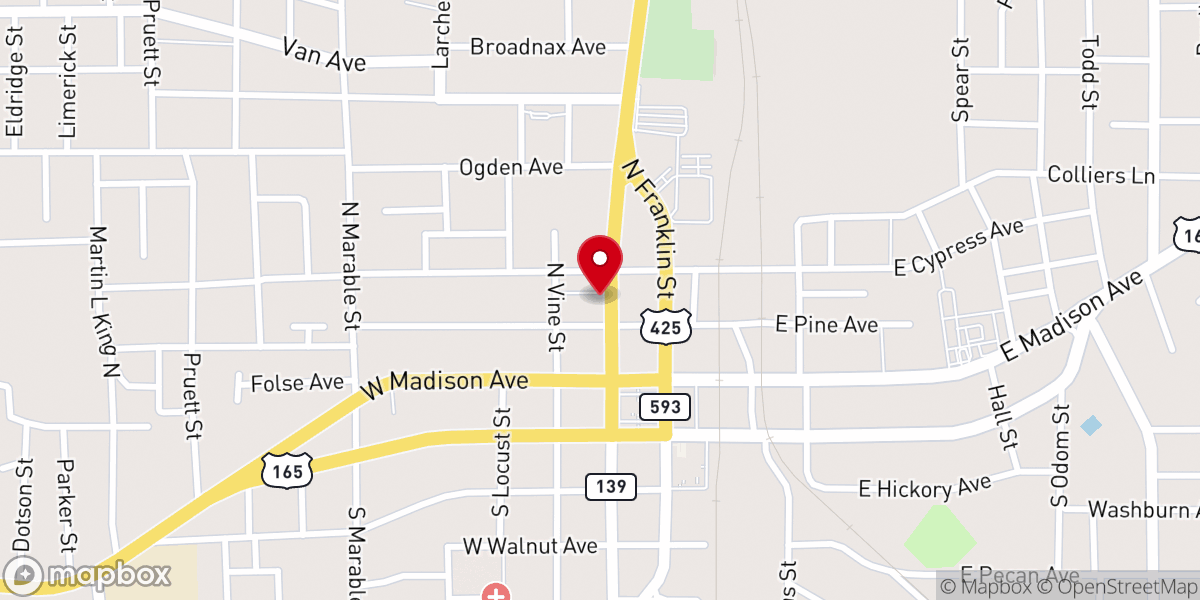 Map showing location of Mt Olive Baptist Church