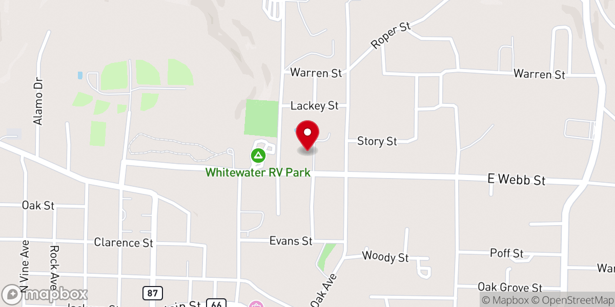 Map showing location of White Water Baptist Church