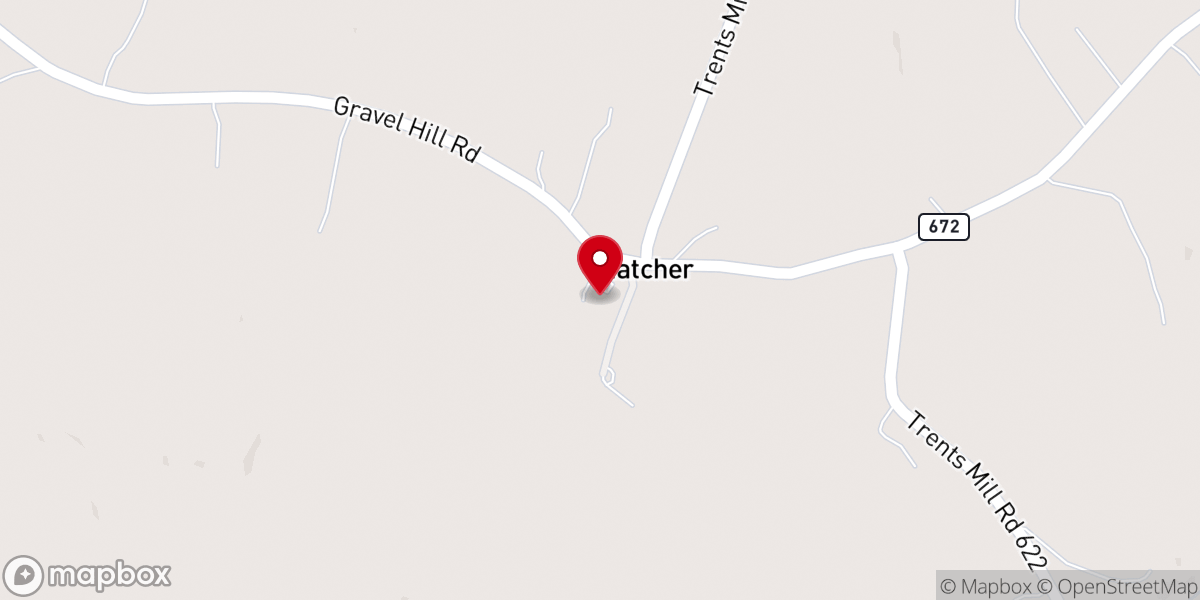 Map showing location of Hatcher Baptist Church