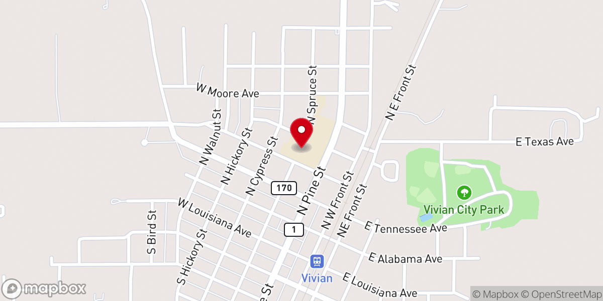 Map showing location of North Caddo Elementary/Middle School