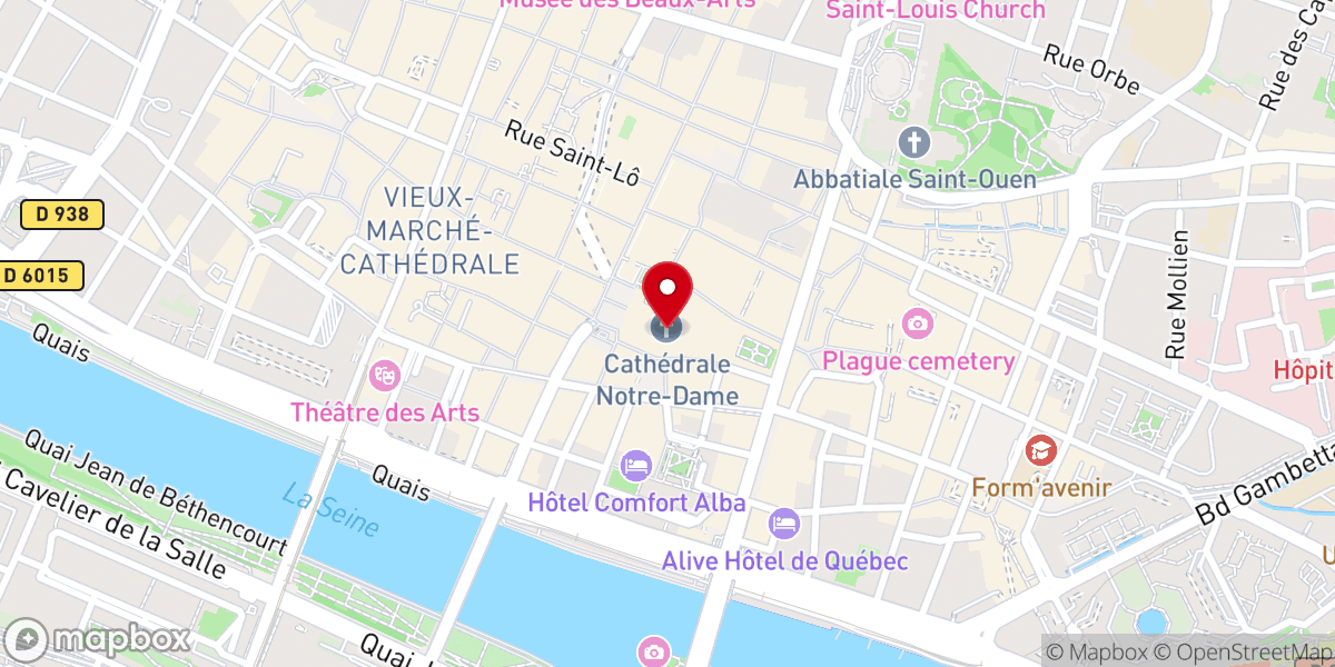 Map showing location of Cathédrale Notre-Dame de Rouen