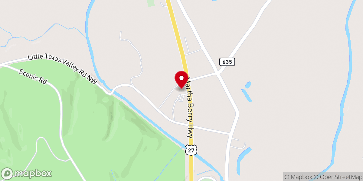 Map showing location of New Armuchee Baptist Church