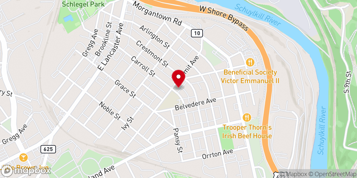Map showing location of Action Chapel Pennsylvania