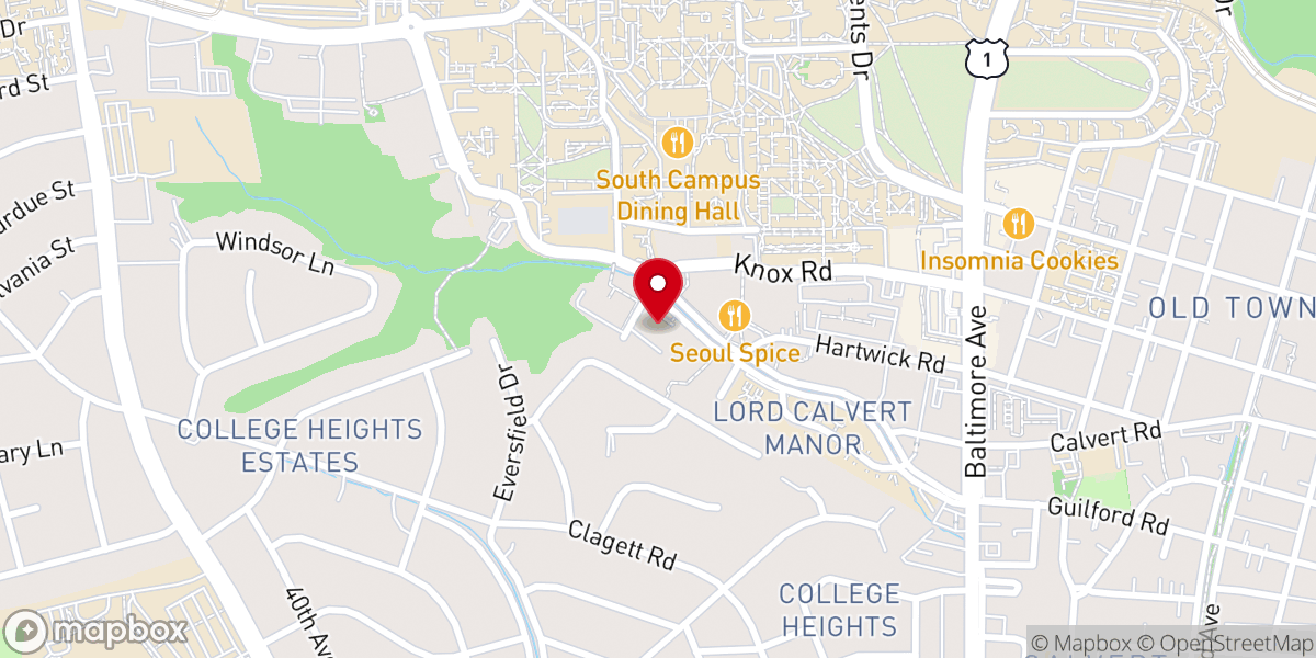 Map showing location of Hope Lutheran Church and Student Center