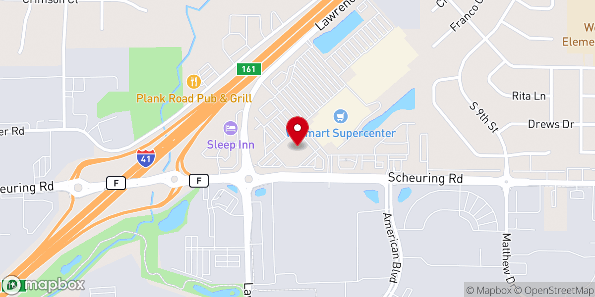 Map showing location of Life Church Green Bay