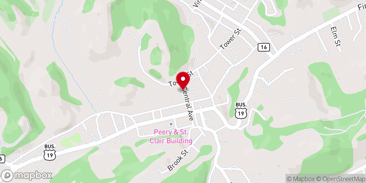 Map showing location of Tazewell County Cluster of Episcopal Parishes