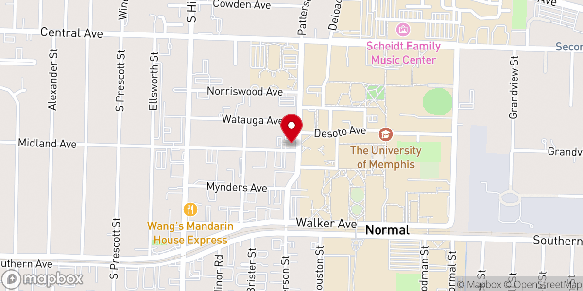 Map showing location of The Word Church of Memphis