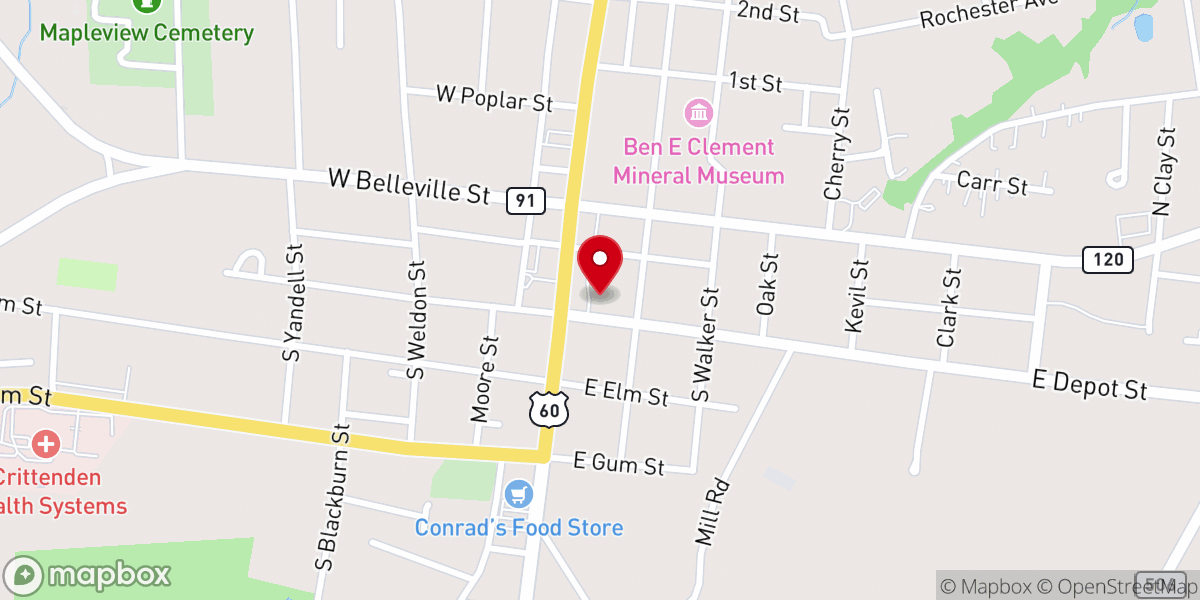 Map showing location of Marion Baptist Church