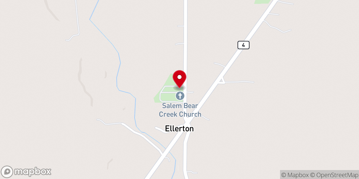 Map showing location of The Christian Church at Ellerton