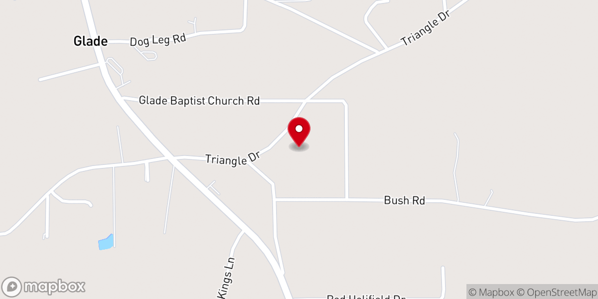 Map showing location of Glade Baptist Church