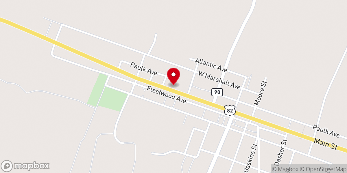 Map showing location of Willacoochee First Baptist Church