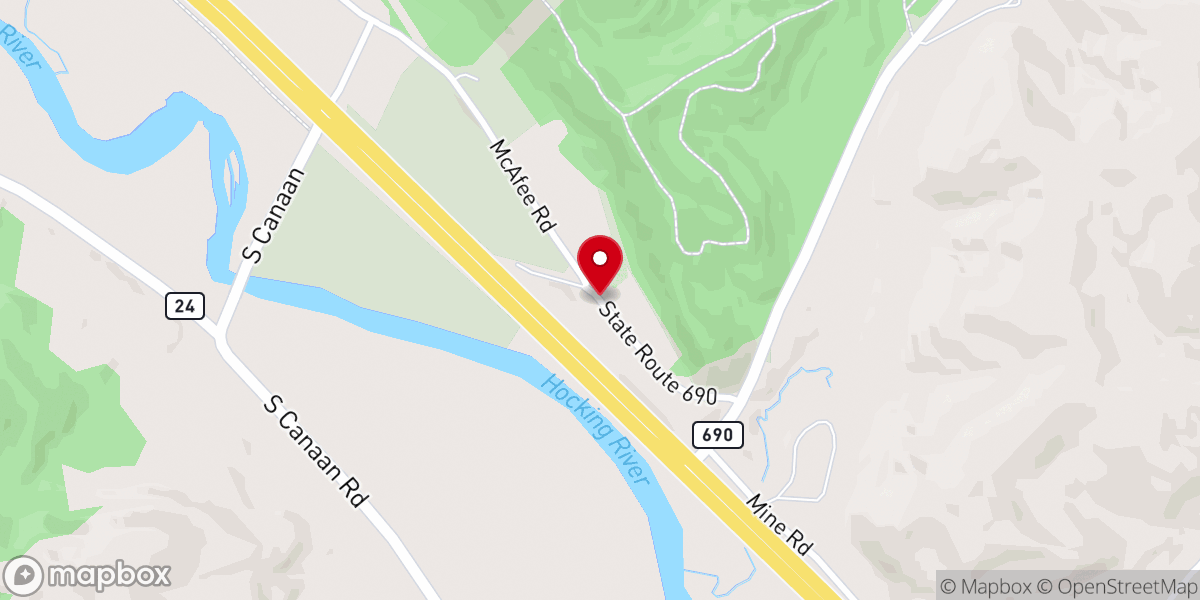 Map showing location of Canaanville United Methodist Church