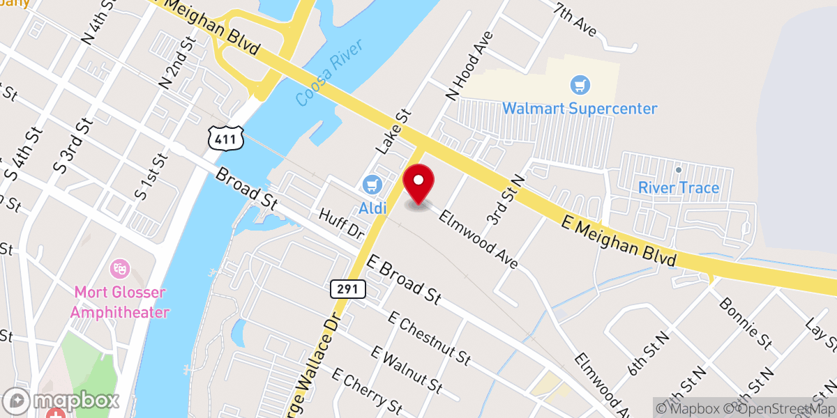 Map showing location of East Gadsden Church of God