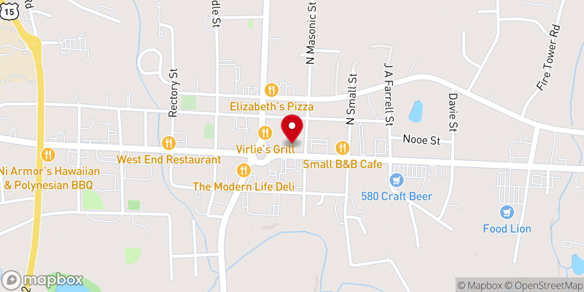 Map showing location of Pittsboro Presbyterian Church