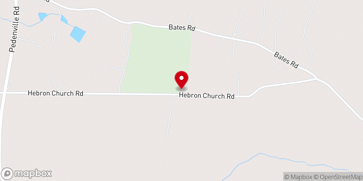 Map showing location of Hebron Church