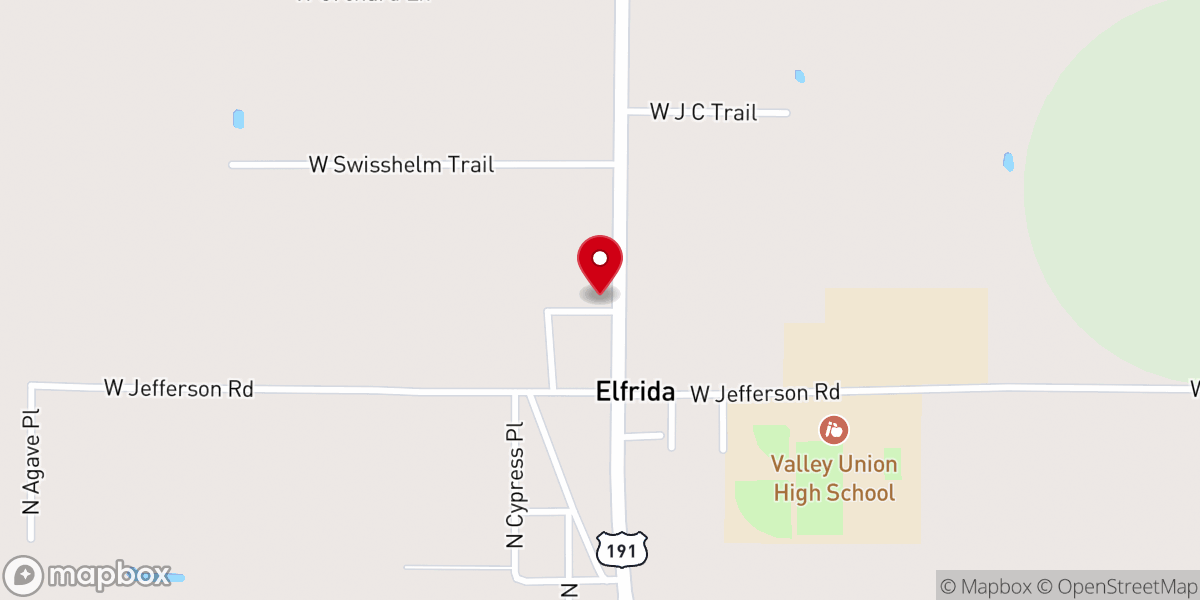 Map showing location of Elfrida Baptist Church
