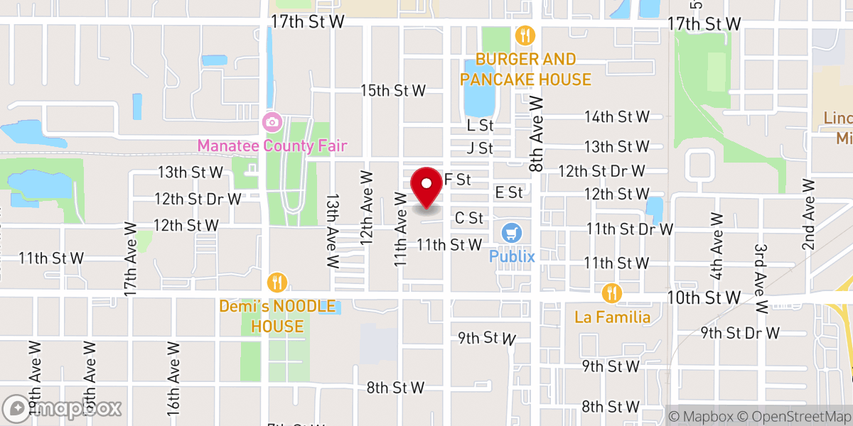 Map showing location of Palmetto Presbyterian Church